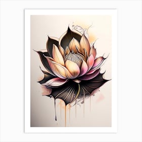 Lotus Flower Petals Graffiti 1 Art Print