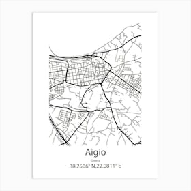 Aigio,Greece Minimalist Map Art Print