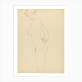 Standing Female Nude In Profile To The Left, Gustav Klimt Art Print