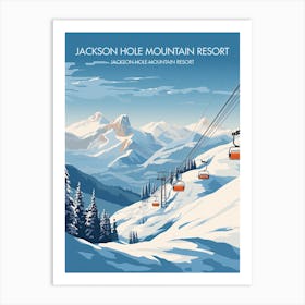 Poster Of Jackson Hole Mountain Resort   Wyoming, Usa, Ski Resort Illustration 3 Art Height 96px Art Print