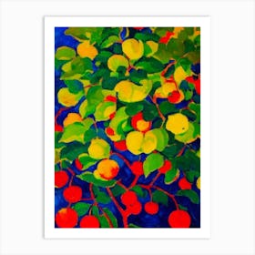 Sour Cherry Fruit Vibrant Matisse Inspired Painting Fruit Art Print