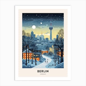 Winter Night  Travel Poster Berlin Germany 2 Art Print