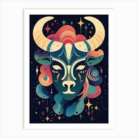 Taurus Illustration Zodiac Star Sign 3 Art Print