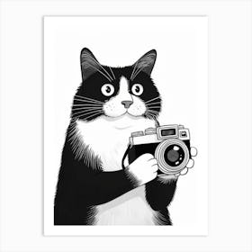 Cat Holding A Camera Art Print