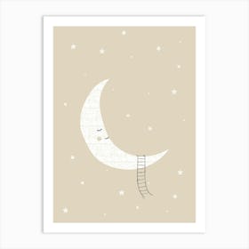 Neutral Nursery Print Moon Art Print