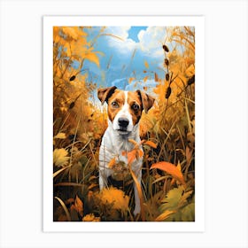 Jack Russell Terrier In Field Of Gold Art Print