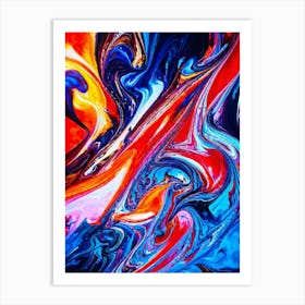 Abstract Digital Painting Capturing Chaos And Beauty Through Vibrant Surreal Colors Expressive Int Art Print