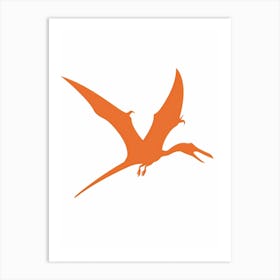 Orange Pterodactyl Silhouette 1 Art Print