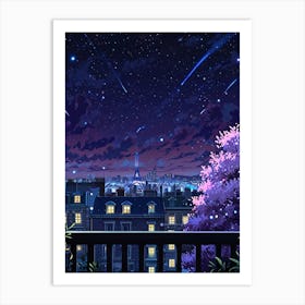 Paris Night Sky Anime aesthetic 1 Art Print