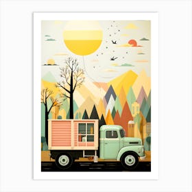 Vintage Truck In The Mountains Art Print