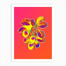 Neon Cherry Plum Botanical in Hot Pink and Electric Blue n.0170 Art Print