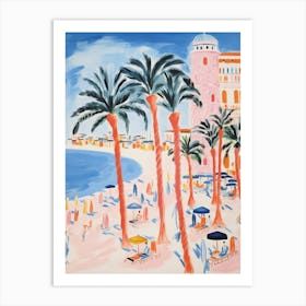 Viareggio, Tuscany   Italy Beach Club Lido Watercolour 1 Art Print