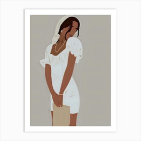 Woman In White Dress Art Print