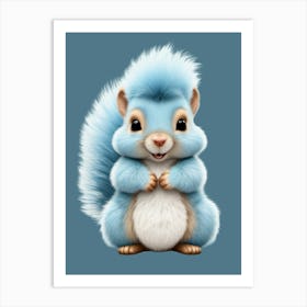 children's room blue squirrel design Art Print