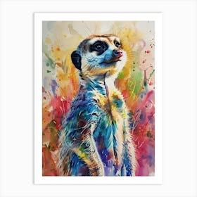 Meerkat Colourful Watercolour 2 Art Print
