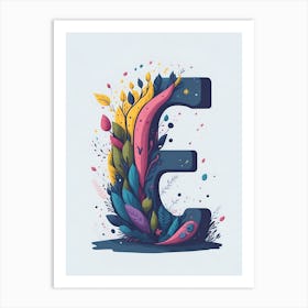 Colorful Letter E Illustration 61 Art Print