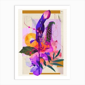 Aconitum 2 Neon Flower Collage Art Print