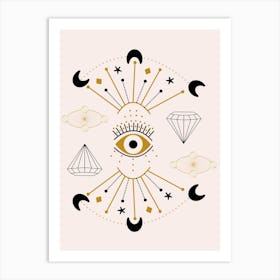 Devil Eye And Celestial Elements In A Geometric Composition Art Print