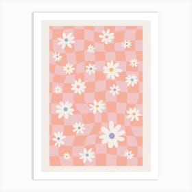 Checkered Pastel Floral Art Print