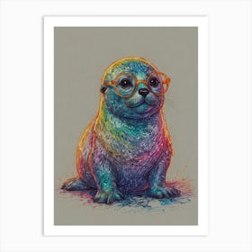 Seal With Glasses Canvas Print Art Print