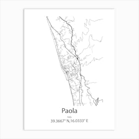 Paola,Italy Minimalist Map Art Print