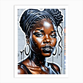 Graffiti Mural Of Beautiful Black Woman 319 Art Print