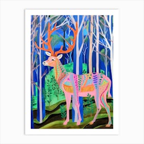 Maximalist Animal Painting Elk 4 Art Print