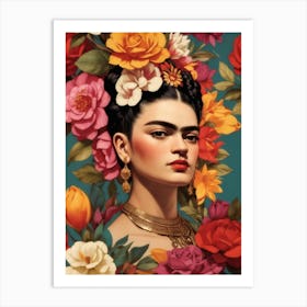 Cute Beautiful Frida Floral Art Print