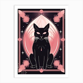 The Star Tarot Card, Black Cat In Pink 2 Art Print
