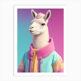 Llama Wearing Jacket Art Print