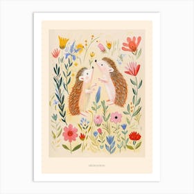 Folksy Floral Animal Drawing Hedgehog 10 Poster Art Print