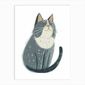 Chartreux Cat Clipart Illustration 5 Art Print