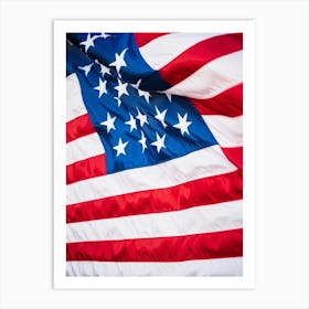 American Flag Unfurling In The Breeze Colors Transitioning From Rippled White At The Top To Rippled (4) Art Print