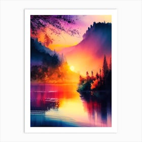 The Plitvice Lakes Watercolour 3 Art Print