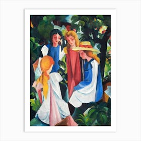 August Macke S Four Girls (1912–1914) Famous Painting, Original From Wikimedia Commons Art Print