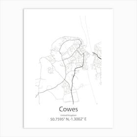 Cowes,United Kingdom Minimalist Map Art Print