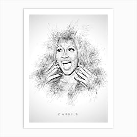 Cardi B Rapper Sketch Art Print