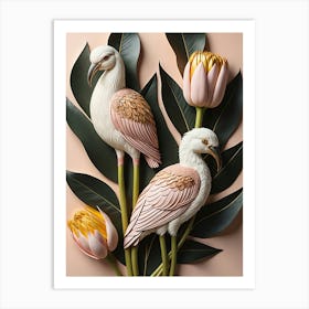 The Bird Flowers Art Print