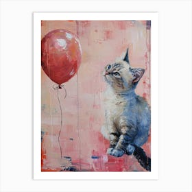 Cute Cat 1 With Balloon Art Print