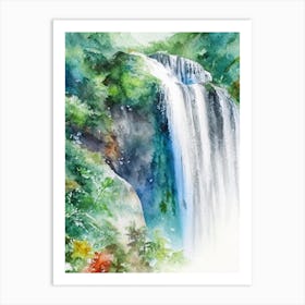 Diamond Falls, Saint Lucia Water Colour  (1) Art Print