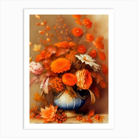 Autumn Flowers In A Vase Art Print