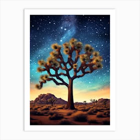 Joshua Tree With Starry Sky In Nat Viga Style (4) Art Print