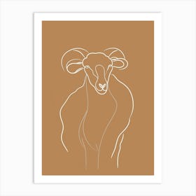 Ram - Boho, Line Art 1 Art Print