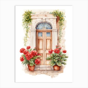 Dubrovnik, Croatia   Mediterranean Doors Watercolour Painting 2 Art Print