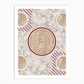 Geometric Abstract Glyph in Festive Gold Silver and Red n.0017 Art Print