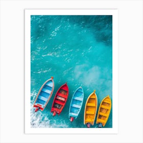 Colorful Boats In The Sea Art Print