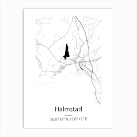 Halmstad,Sweden Minimalist Map Art Print