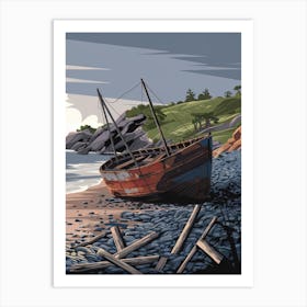 Boat On The Beach Poster