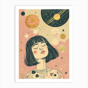 Girl In Space 3 Art Print