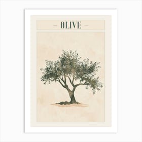 Olive Tree Minimal Japandi Illustration 3 Poster Art Print